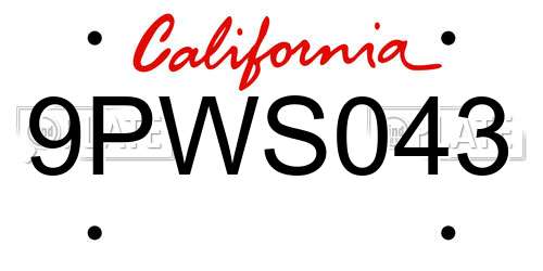 9PWS043 California License Plate
