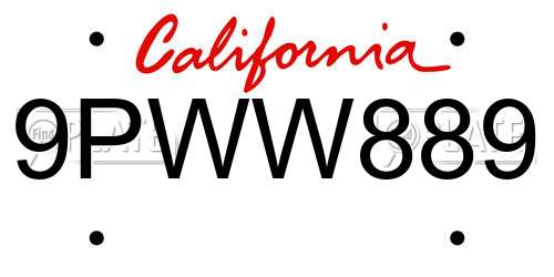 9PWW889 California License Plate