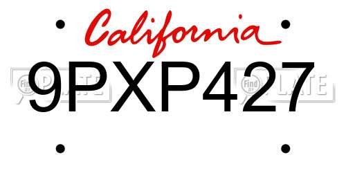 9PXP427 California License Plate