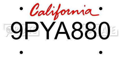 9PYA880 California License Plate