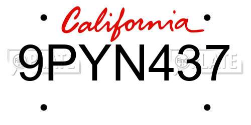 9PYN437 California License Plate
