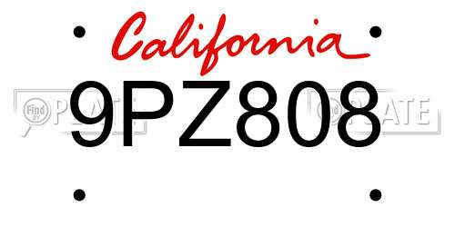 9PZ808 California License Plate