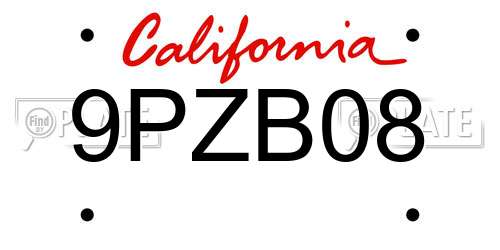 9PZB08 California License Plate