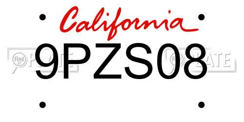 9PZS08 California License Plate