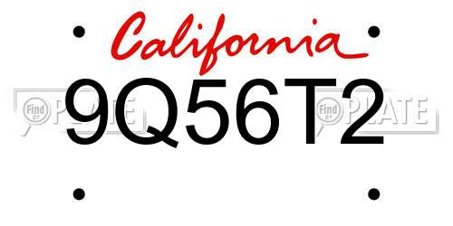 9Q56T2 California License Plate