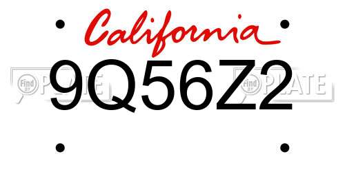 9Q56Z2 California License Plate