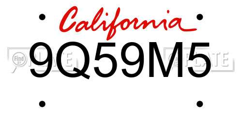 9Q59M5 California License Plate