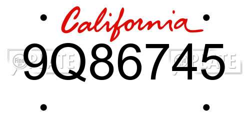 9Q86745 California License Plate