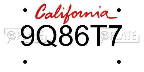 9Q86T7 California License Plate