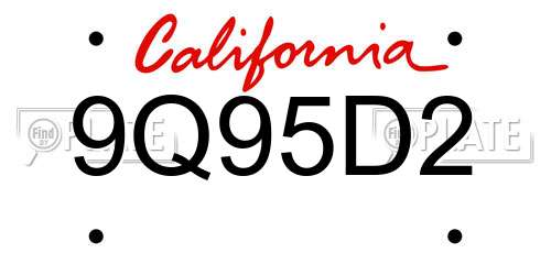 9Q95D2 California License Plate