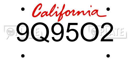 9Q95O2 California License Plate