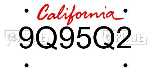 9Q95Q2 California License Plate