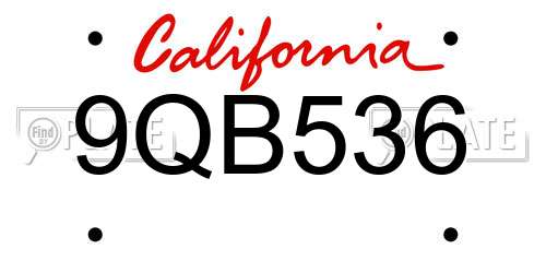 9QB536 California License Plate