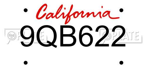 9QB622 California License Plate