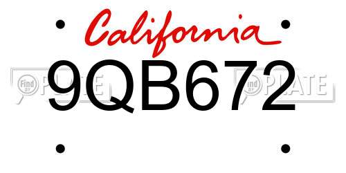 9QB672 California License Plate