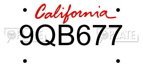 9QB677 California License Plate