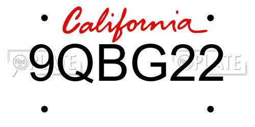 9QBG22 California License Plate