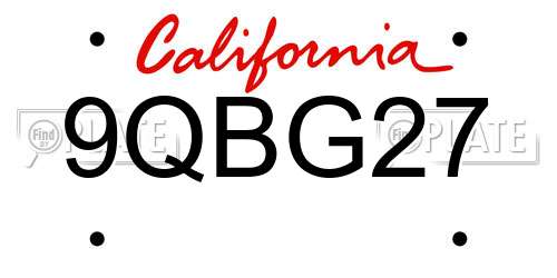 9QBG27 California License Plate