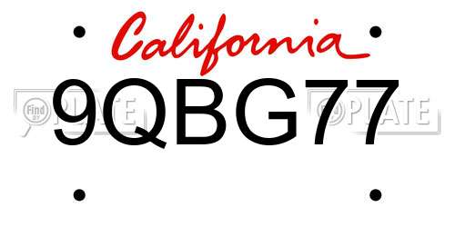 9QBG77 California License Plate