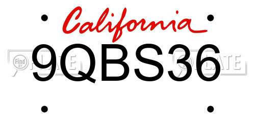 9QBS36 California License Plate