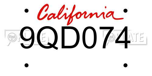 9QD074 California License Plate