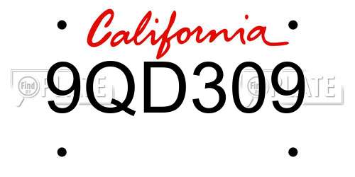 9QD309 California License Plate
