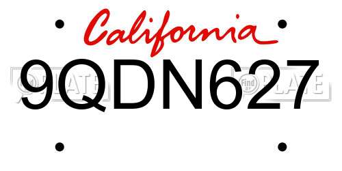 9QDN627 California License Plate
