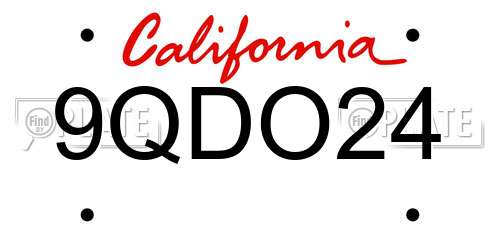 9QDO24 California License Plate