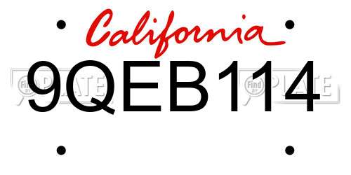 9QEB114 California License Plate