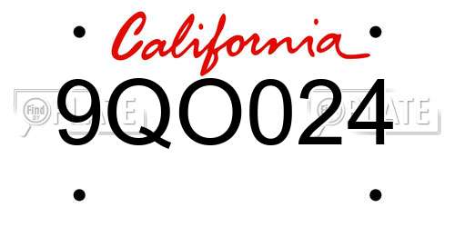9QO024 California License Plate
