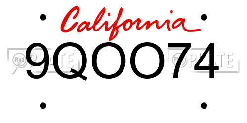 9QOO74 California License Plate