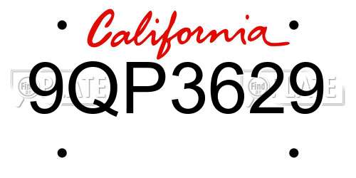 9QP3629 California License Plate