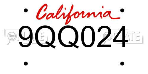 9QQ024 California License Plate