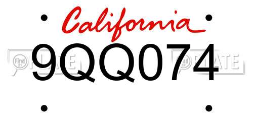 9QQ074 California License Plate