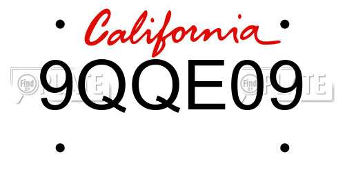 9QQE09 California License Plate