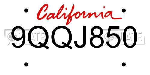 9QQJ850 California License Plate