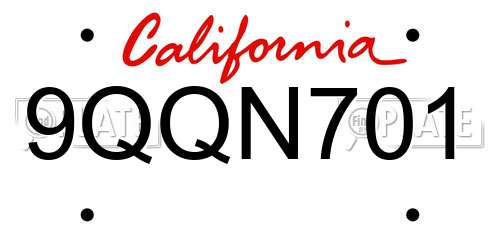 9QQN701 California License Plate