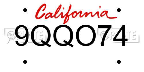 9QQO74 California License Plate