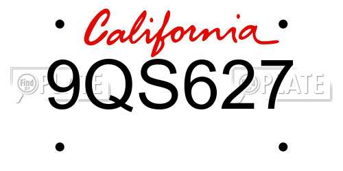 9QS627 California License Plate