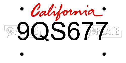 9QS677 California License Plate