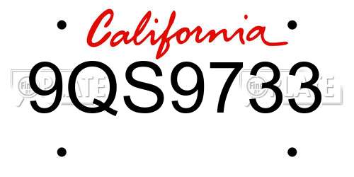 9QS9733 California License Plate