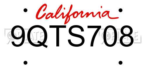 9QTS708 California License Plate
