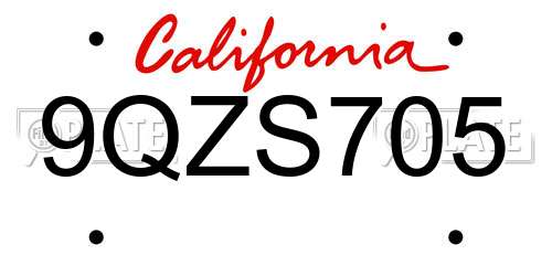 9QZS705 California License Plate