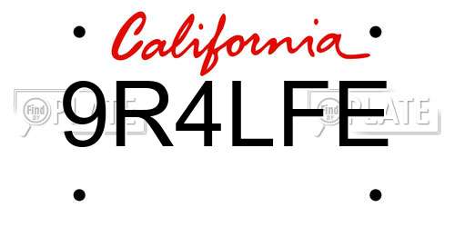 9R4LFE California License Plate