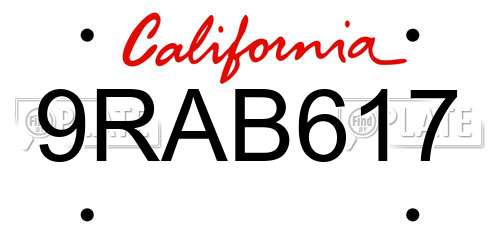 9RAB617 California License Plate