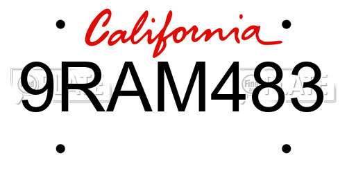 9RAM483 California License Plate