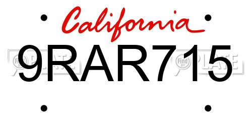 9RAR715 California License Plate