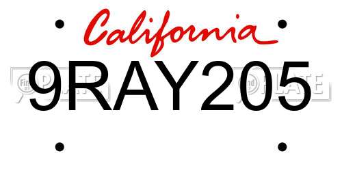 9RAY205 California License Plate