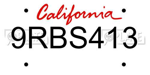 9RBS413 California License Plate