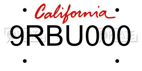 9RBU000 California License Plate